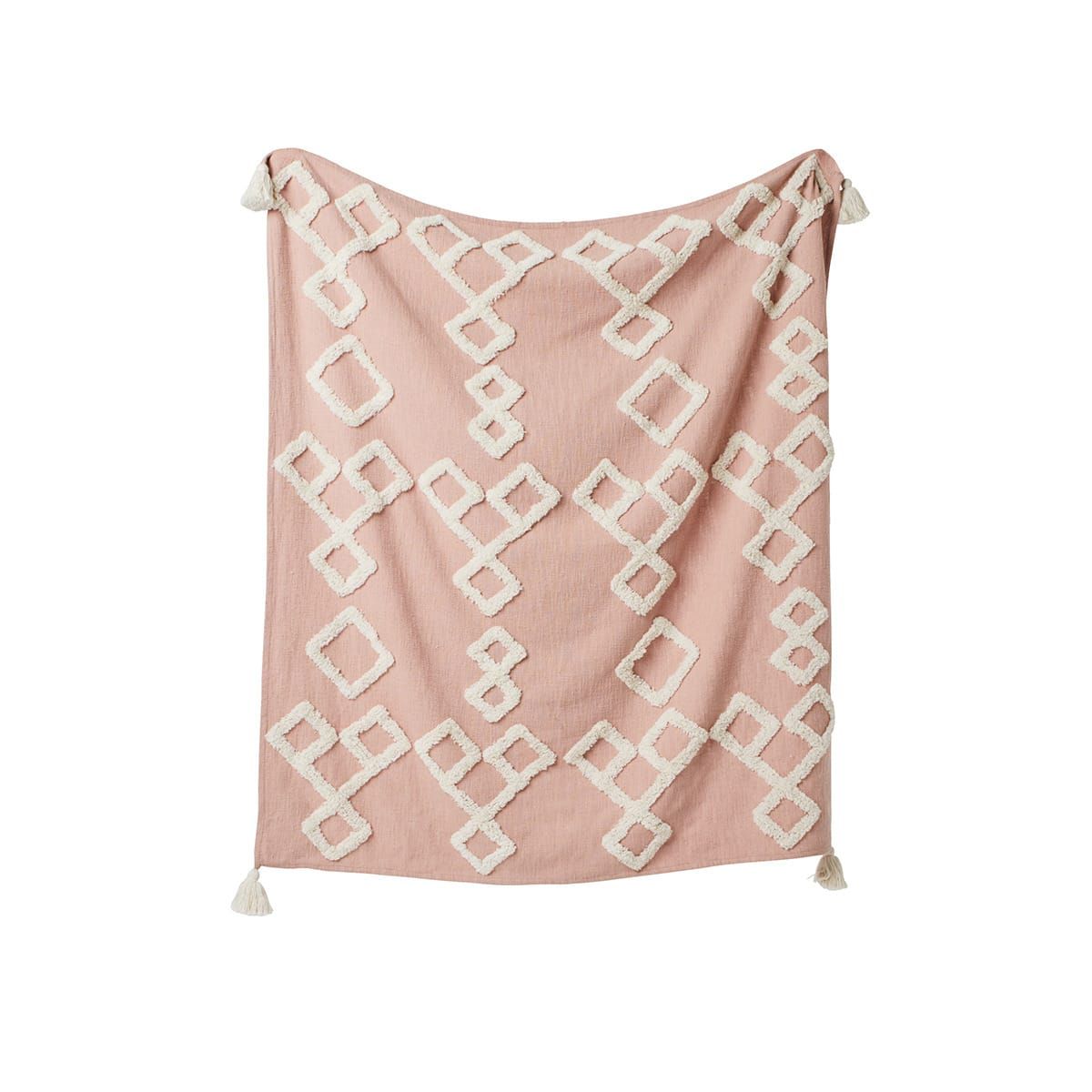 Gigi Tufted Cotton Throw - Pink and White