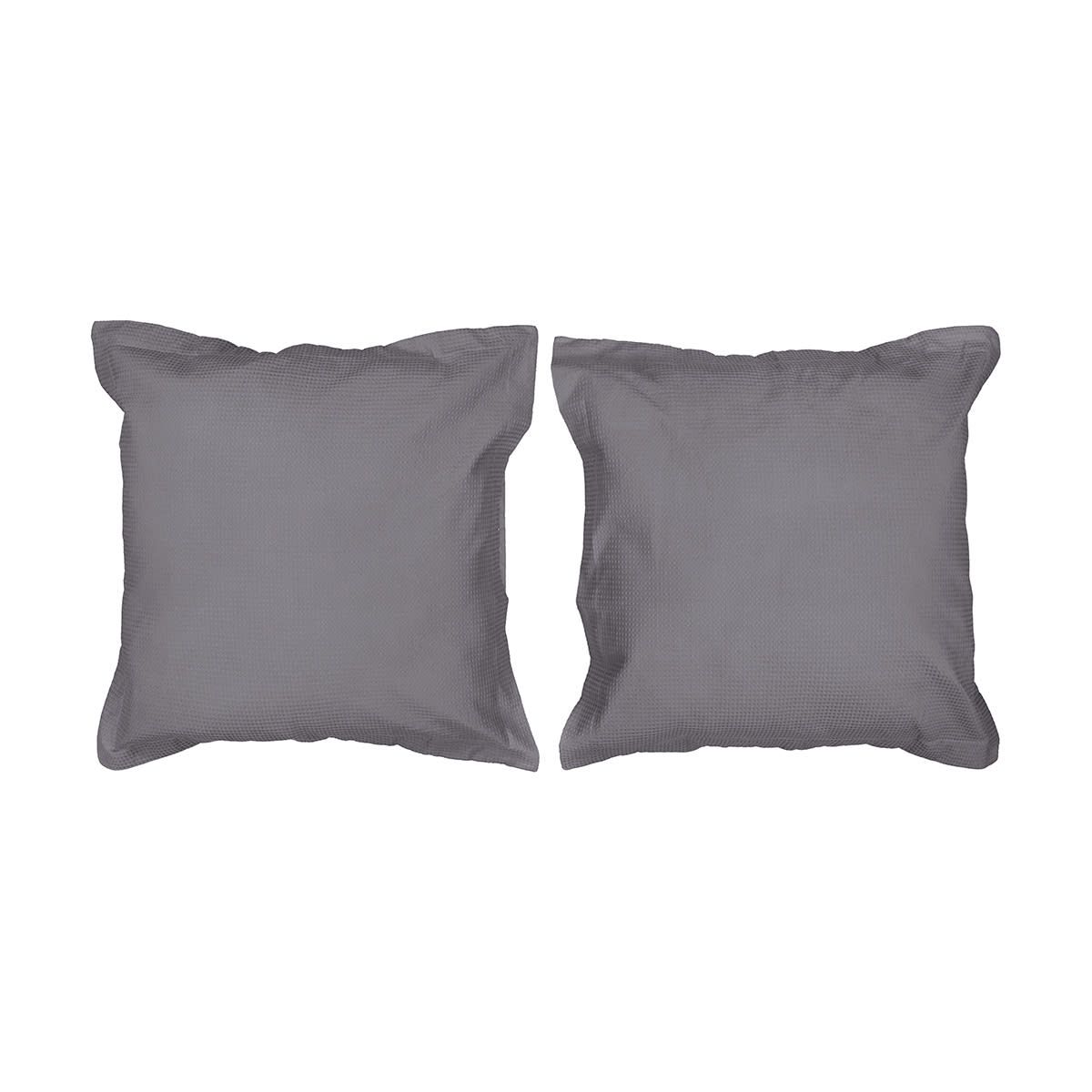 2 European Cotton Waffle Pillowcases - Charcoal