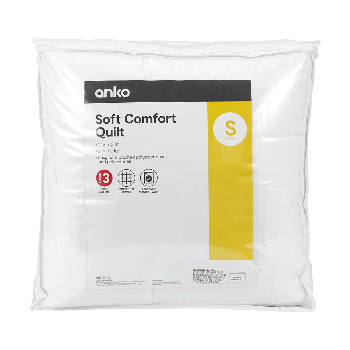 High Warmth Soft Comfort Quilt - Single Bed
