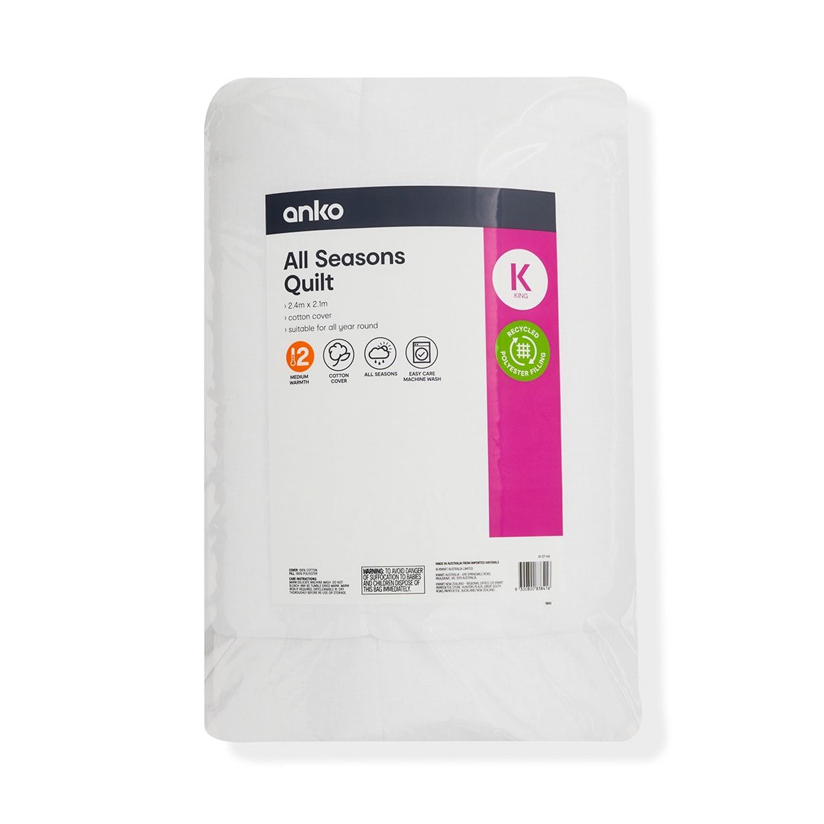 Medium Warmth All Seasons Quilt - King Bed
