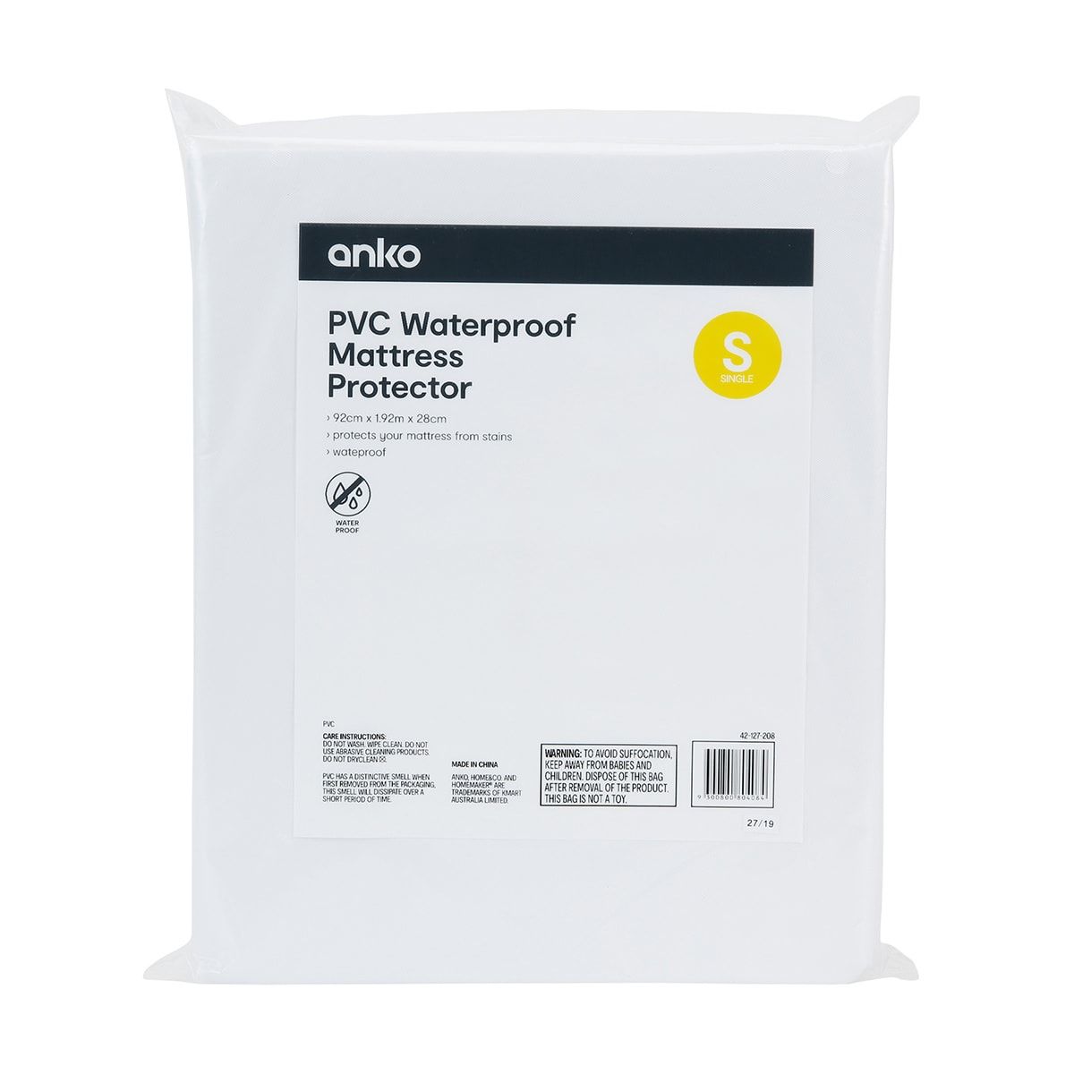 PVC Waterproof Mattress Protector - Single Bed