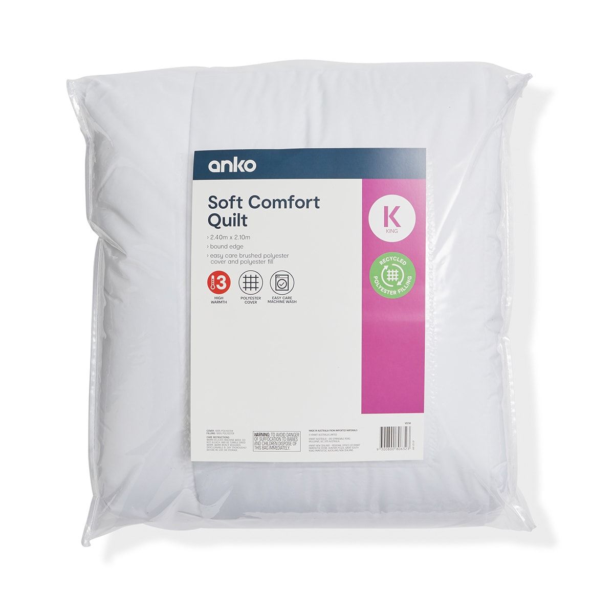 High Warmth Soft Comfort Quilt - King Bed
