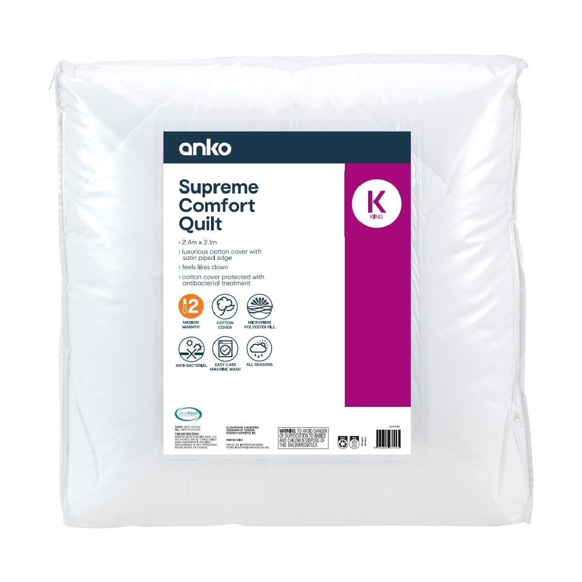 Medium Warmth Supreme Comfort Quilt - King Bed