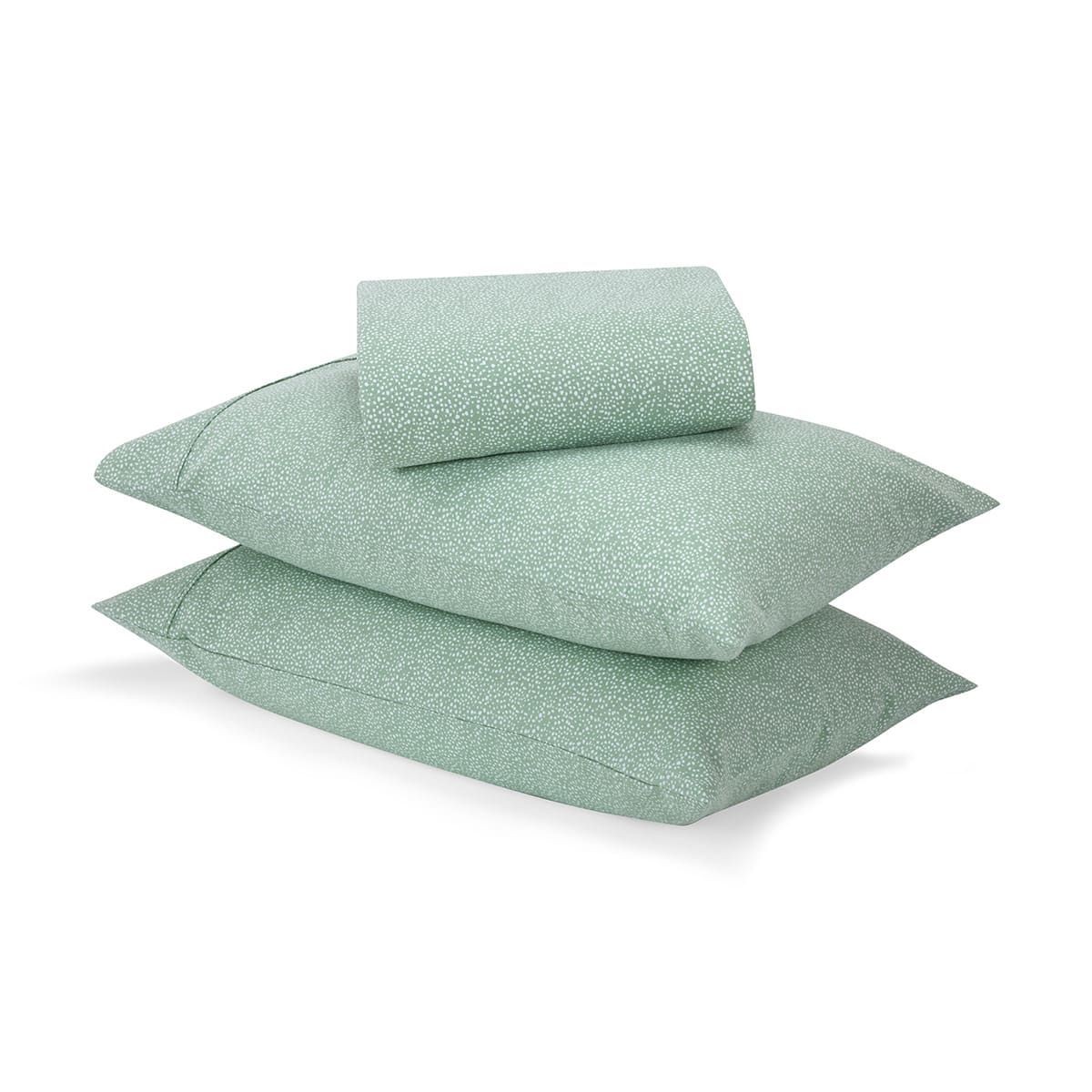 Emerson Flannelette Cotton Sheet Set - Double Bed, Sage