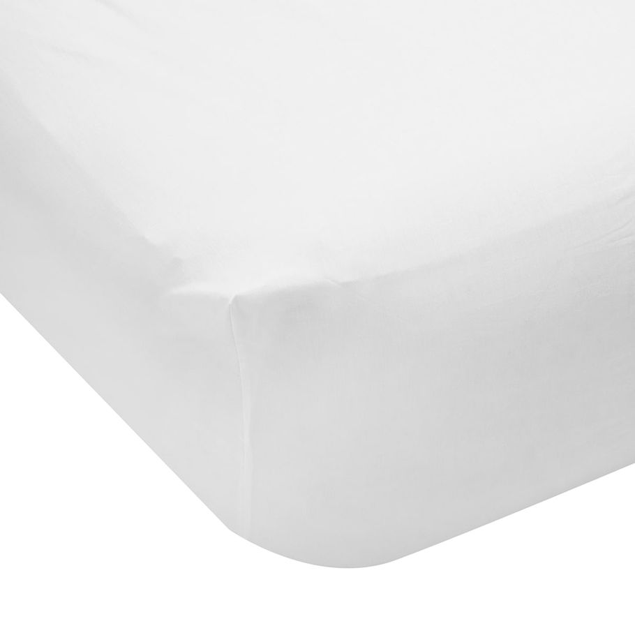 225 Thread Count Fitted Sheet - Double Bed, White