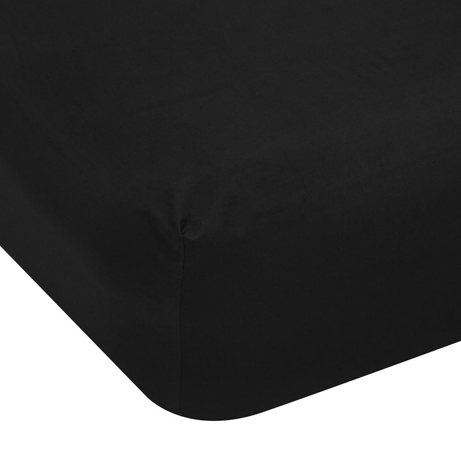 225 Thread Count Fitted Sheet - Double Bed, Black
