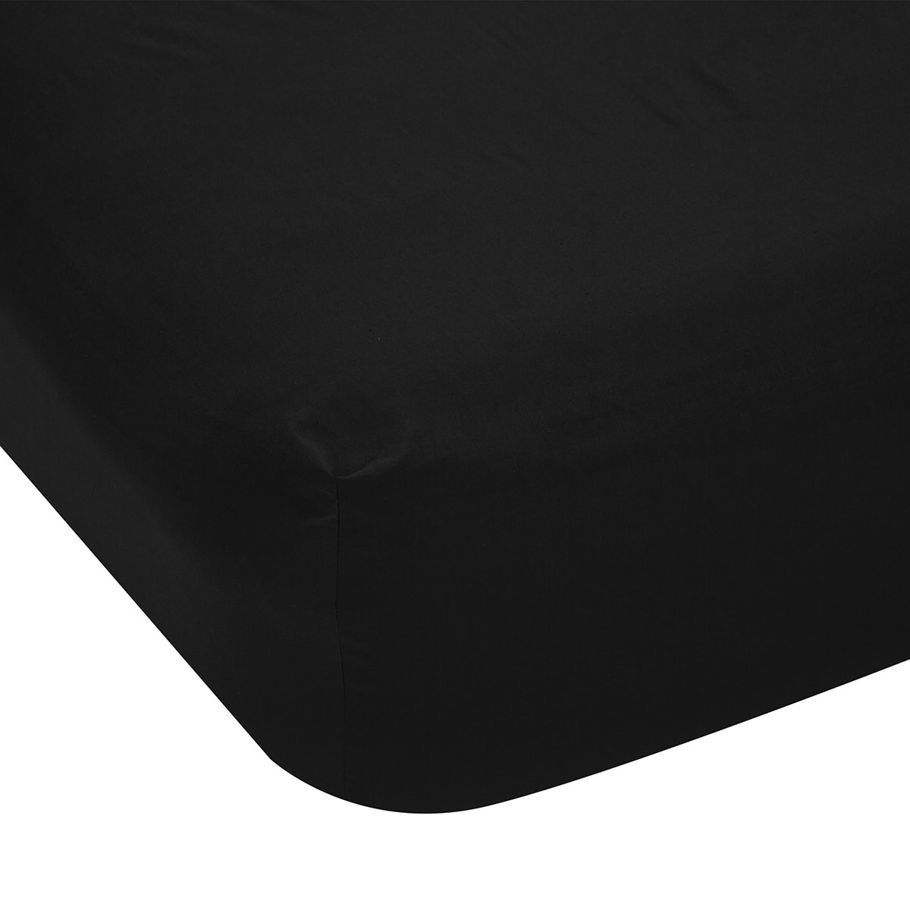 225 Thread Count Fitted Sheet - Single Bed, Black