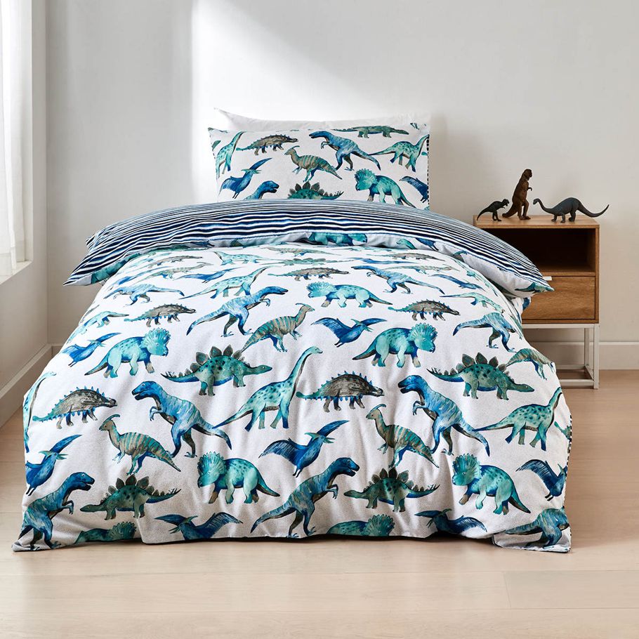 Dinosaur Reversible Quilt Cover Set - Single Bed