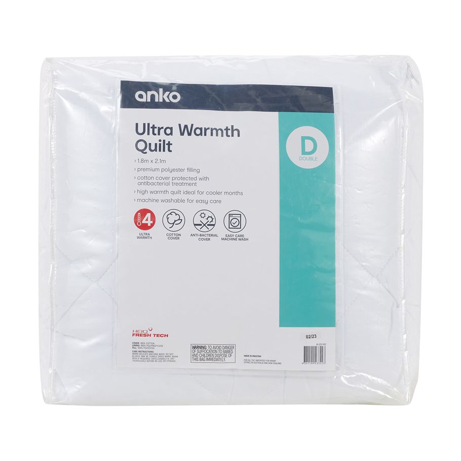 Ultra Warmth Quilt - Double Bed, White