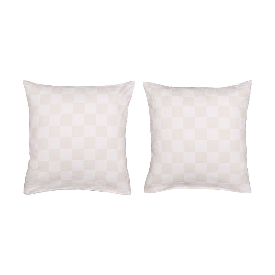 2 Pack European Cotton Lennox Pillowcases - Off White