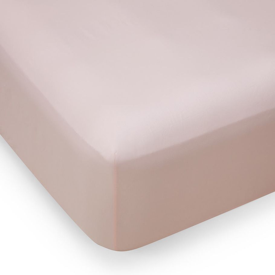 400 Thread Count Cotton Sateen Fitted Sheet - King Bed, Pink