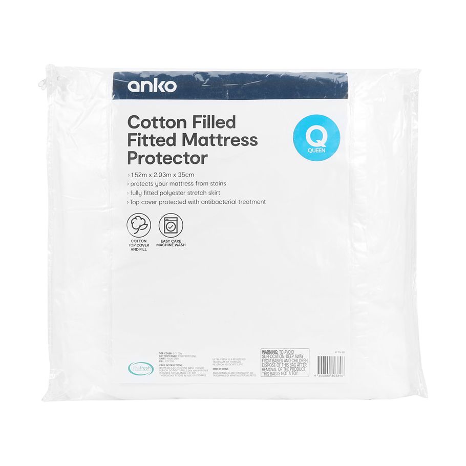 Cotton Filled Fitted Mattress Protector - Queen Bed