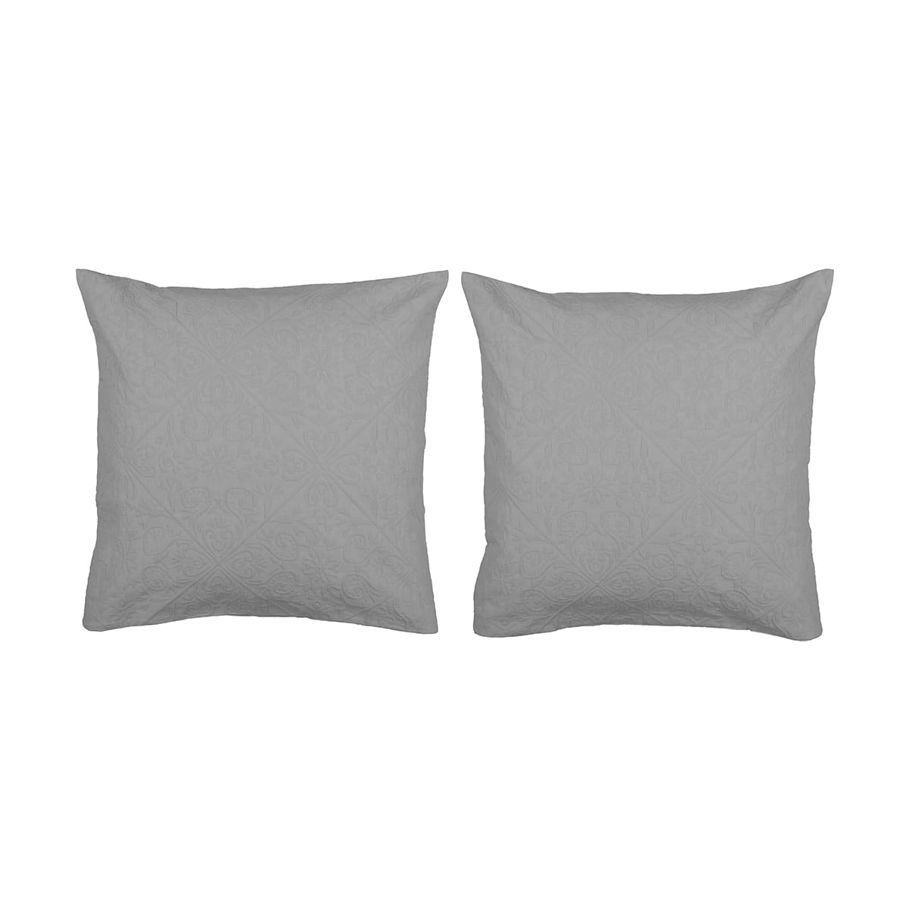 2 Pack Giselle European Cotton Pillowcases - Grey