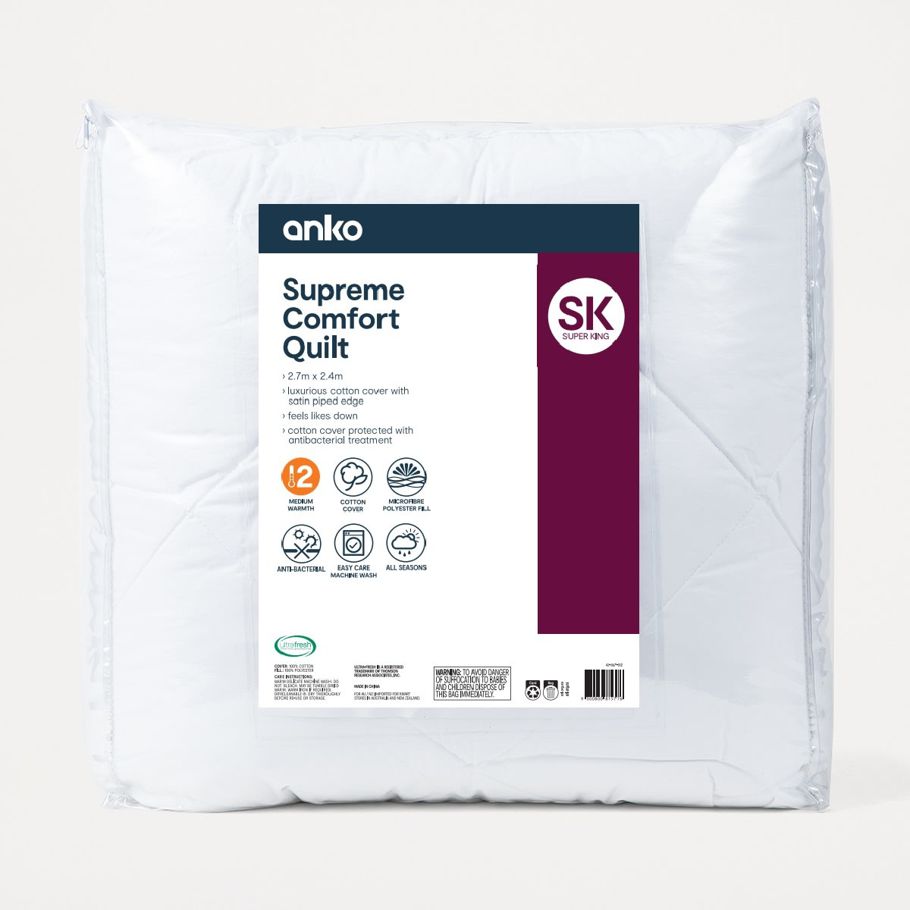 Supreme Comfort Quilt - Super King Bed, White