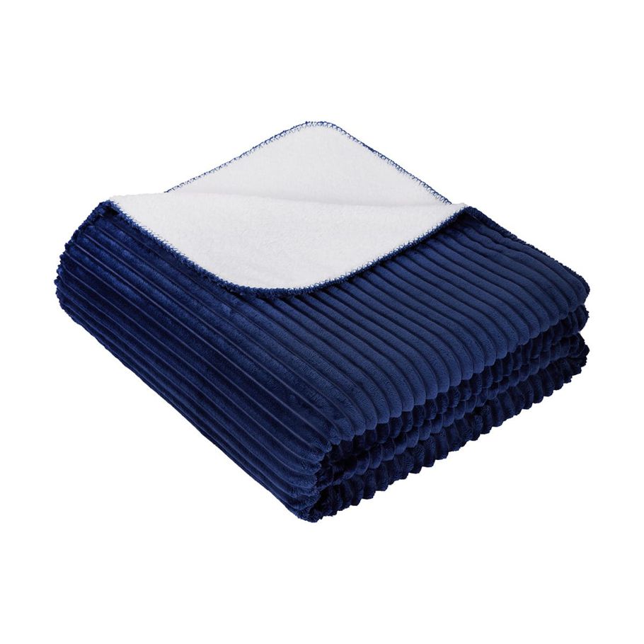 Levi Ribbed Blanket - Double/Queen Bed, Navy