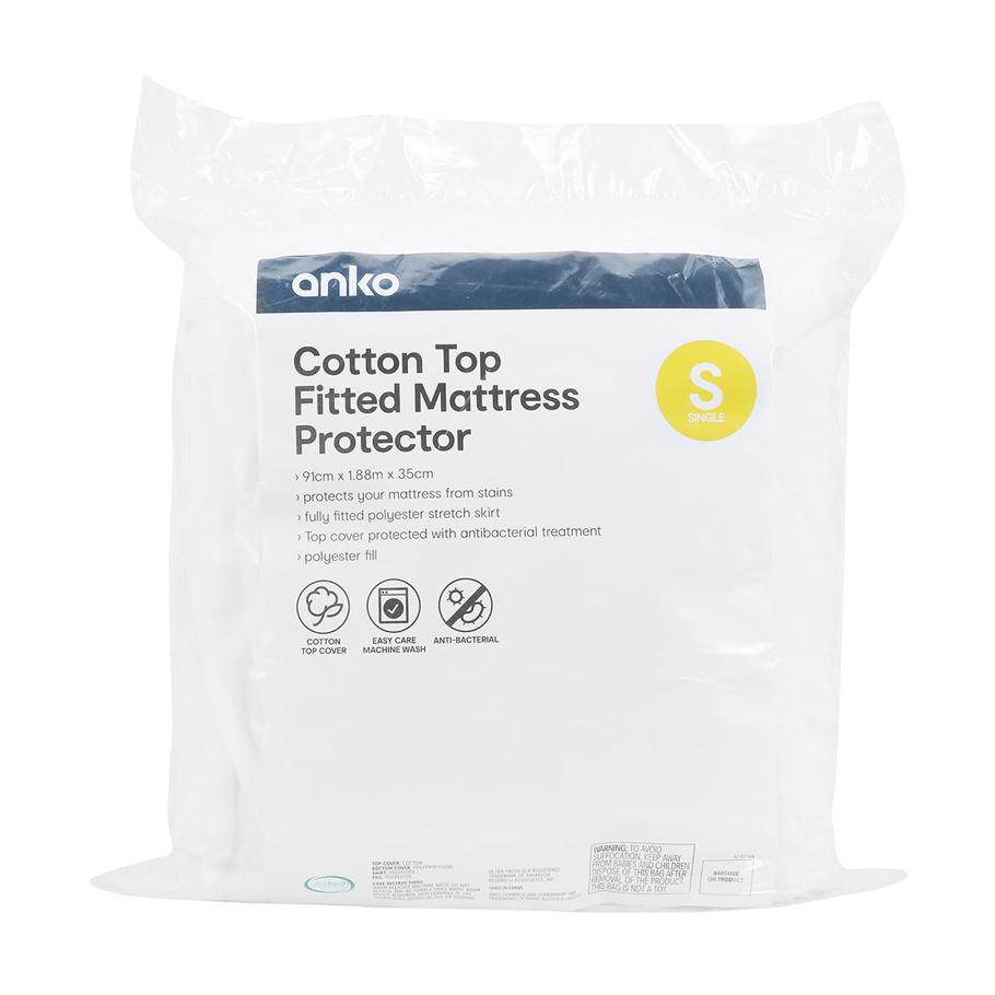Cotton Top Fitted Mattress Protector - Single Bed