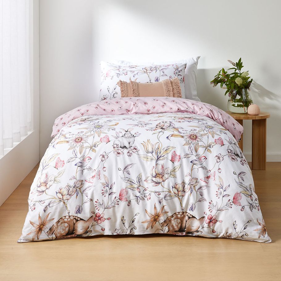 Garden and Friends Reversible Quilt Cover Set - Single Bed