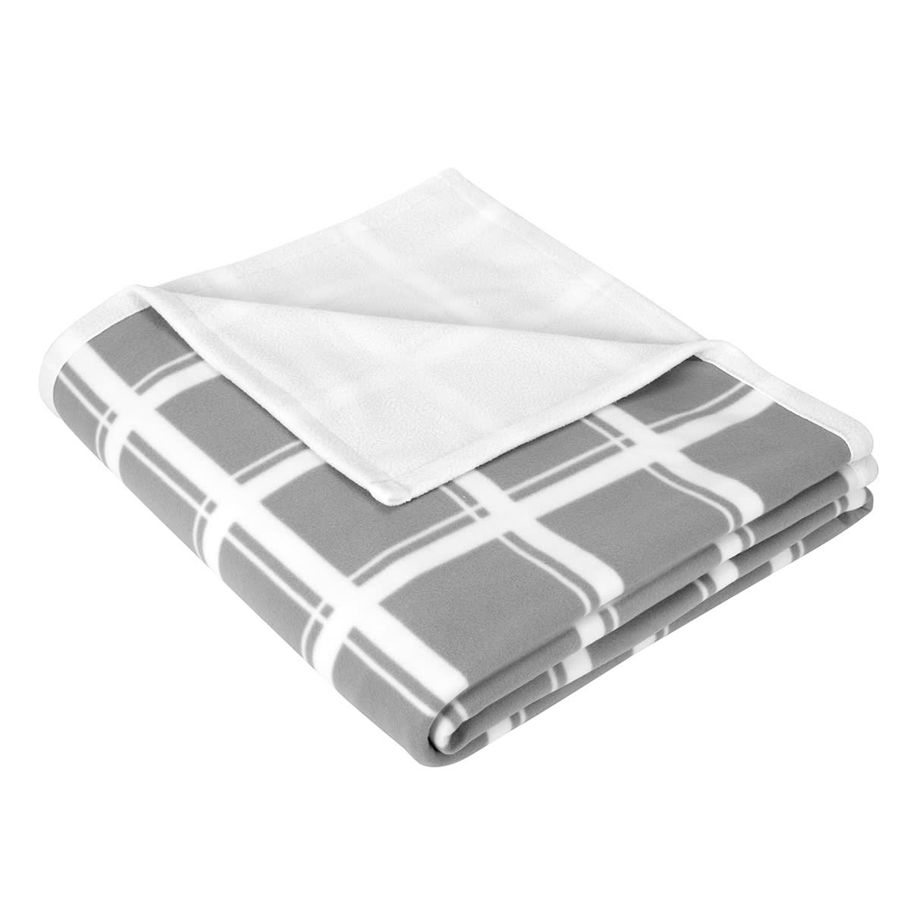 Leon Reversible Blanket - Double/Queen Bed, Grey and White