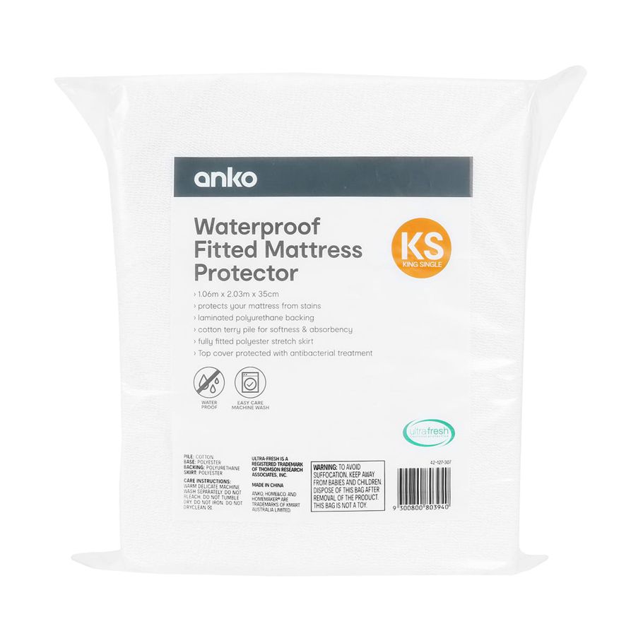 Waterproof Fitted Mattress Protector - King Single Bed