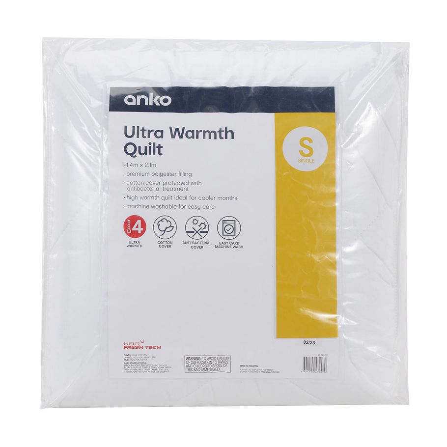 Ultra Warmth Quilt - Single Bed, White