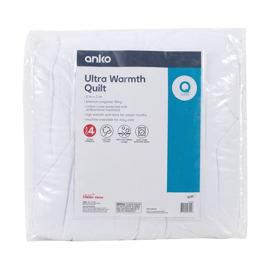 Ultra Warmth Quilt - Queen Bed, White