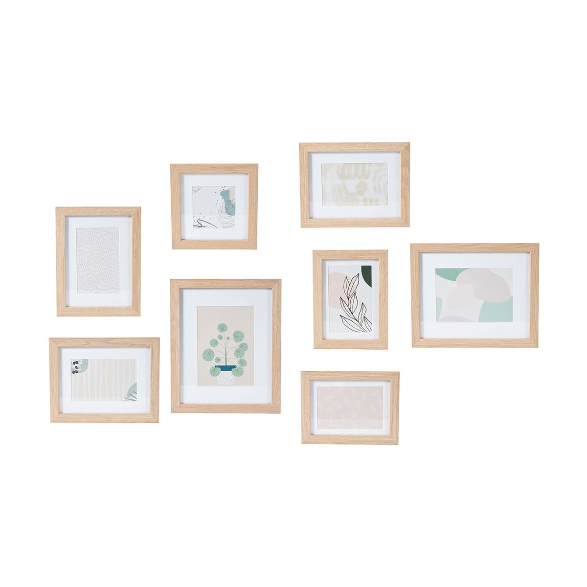 8 Piece Wall Photo Frame Set - Oak