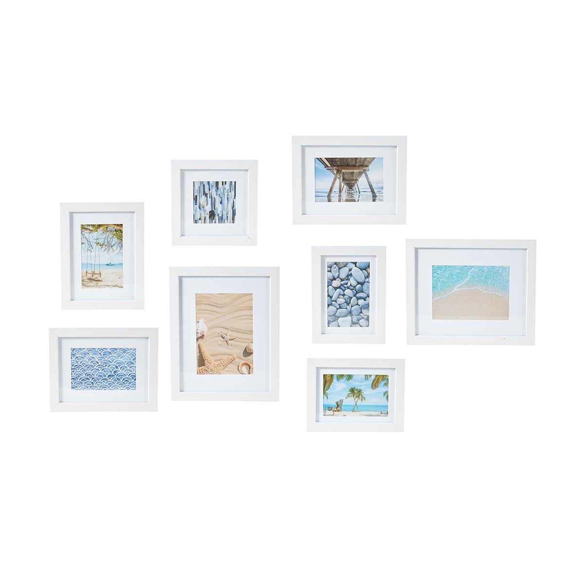 8 Piece Wall Photo Frame Set - White