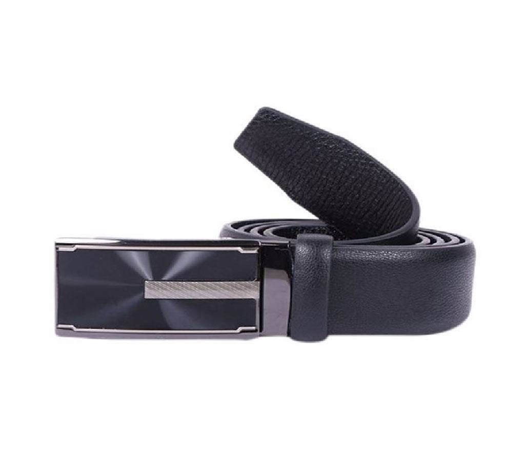 Black Leather Auto Gear Belt For Men