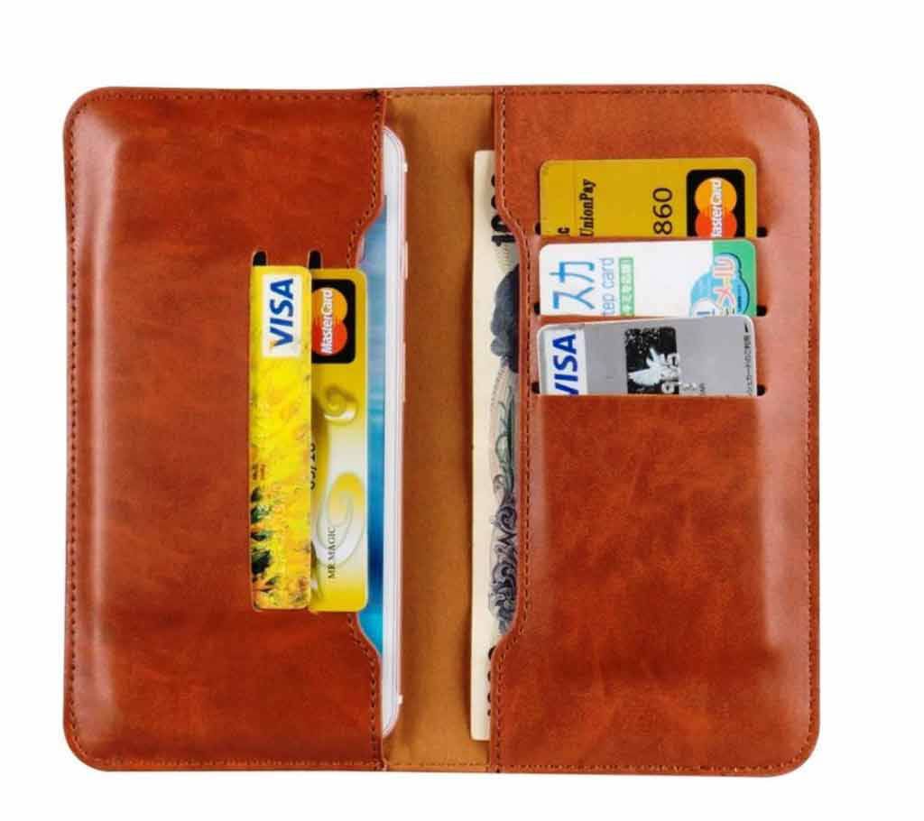 Apple Logo Printed Long Shaped Leather Wallet