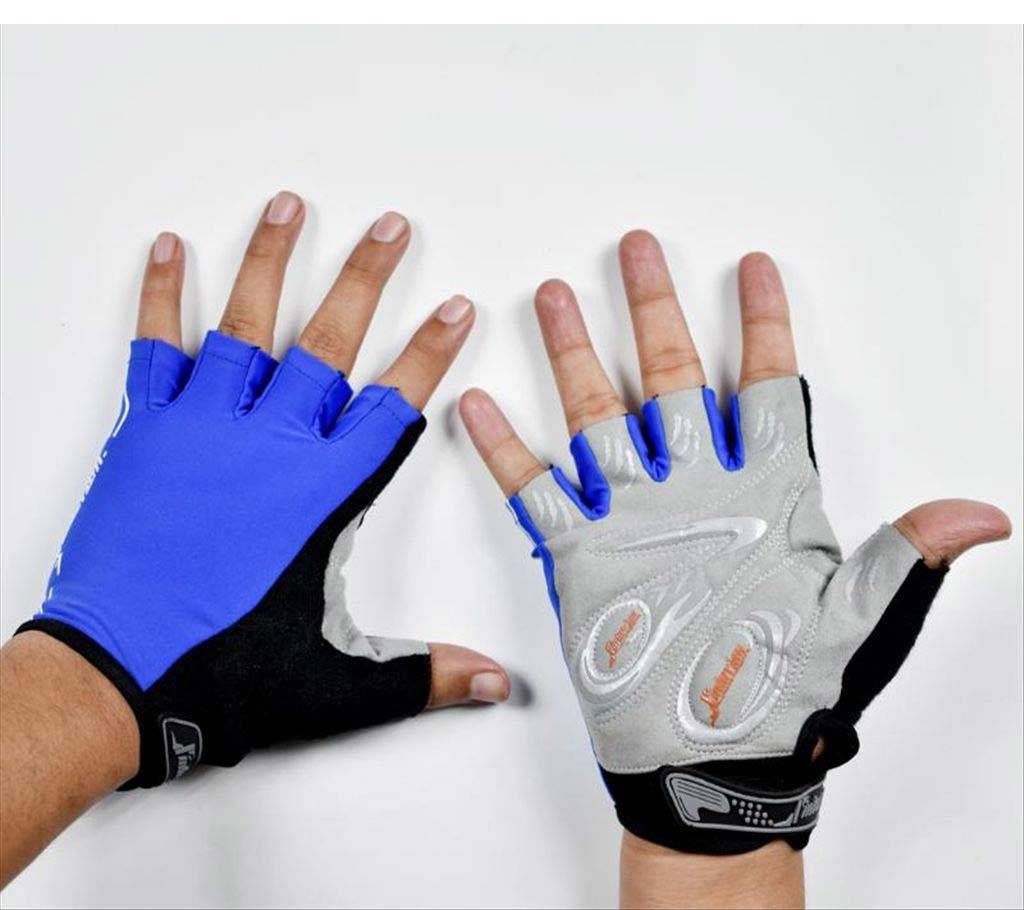  Black and blue hand gloves