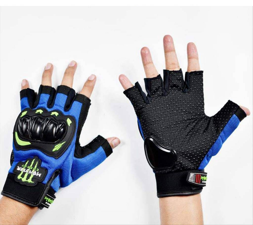 Blue and black Monster gloves