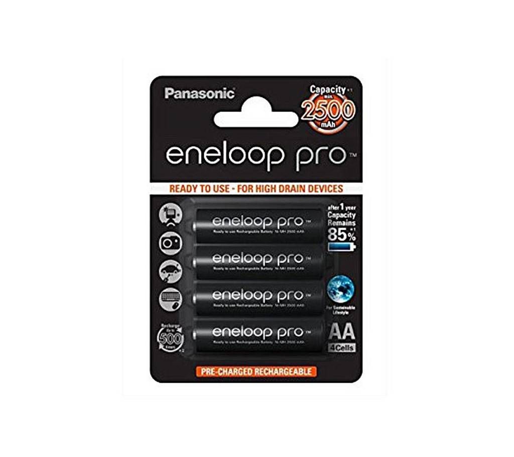 Panasonic BK-3HCCE/4BN Eneloop Pro upto 2550mAh 4xAA Rechargeable Ni-MH Battery