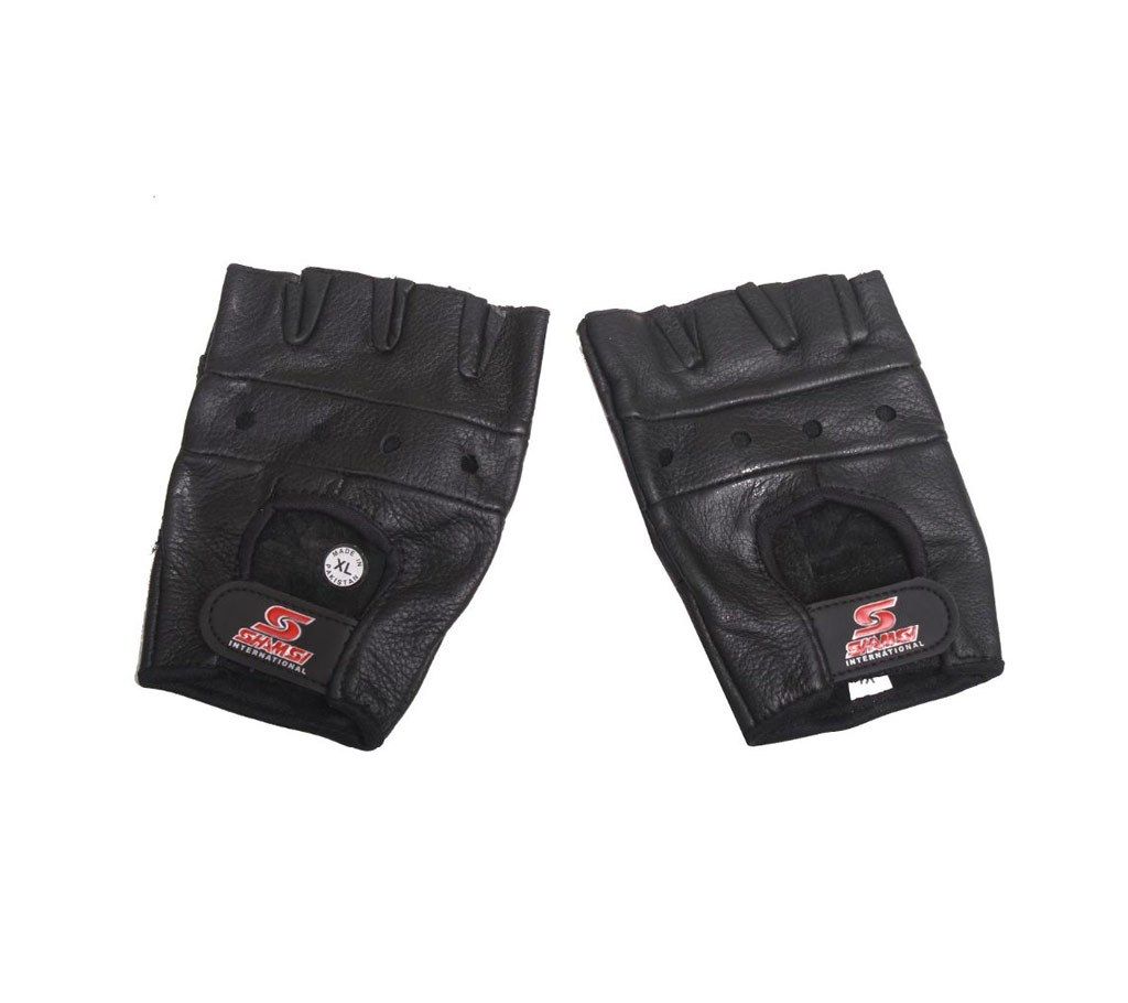 BIKER Half Fingers Hand Gloves - Black