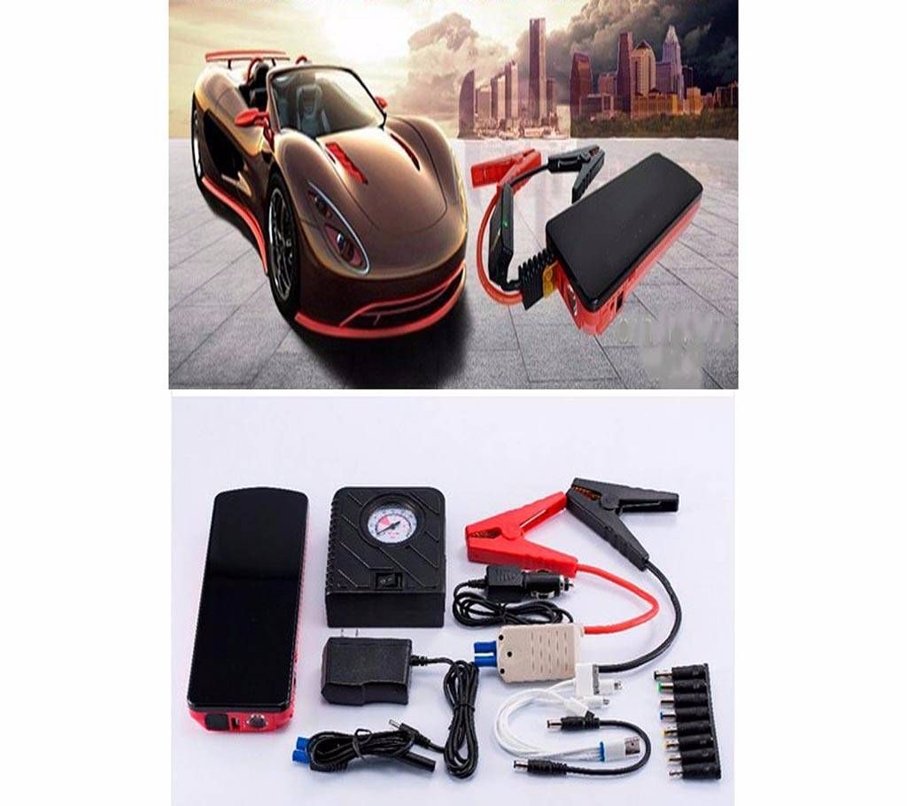Jump starter power bank with compressor
