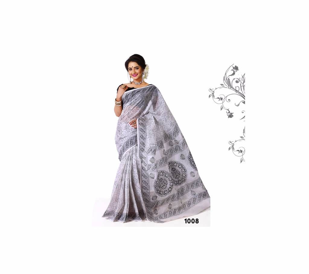 pure cotton saree, with hand block & spary design.