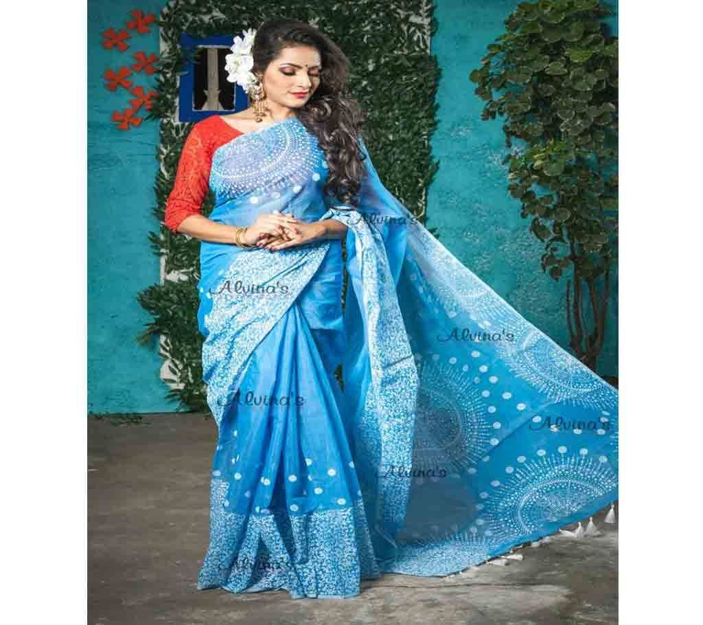 Boishaki Block Print Half Silk Saree