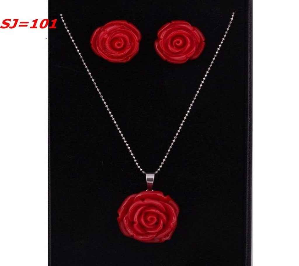 Rose pendent with earring 