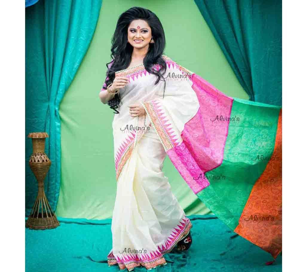 Boishaki Block Print Cotton Saree