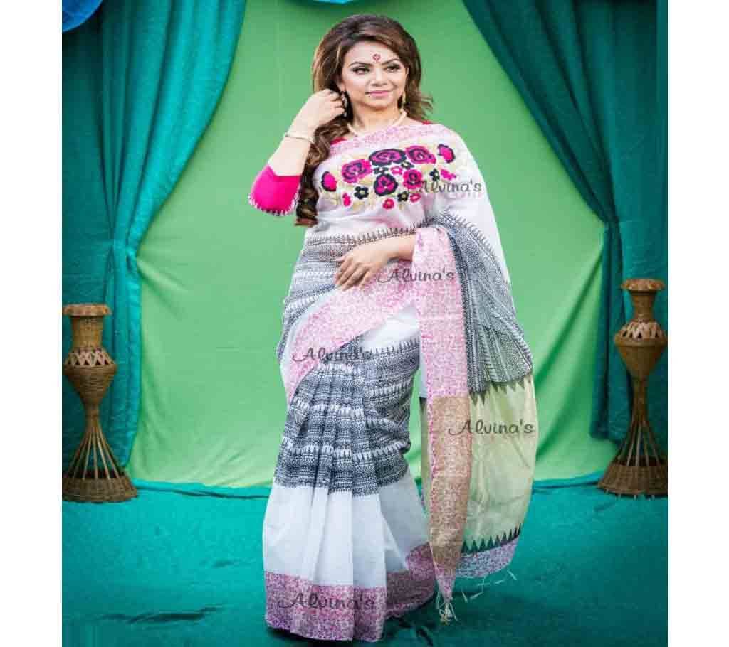 Boishaki Embroidery Half Silk Saree