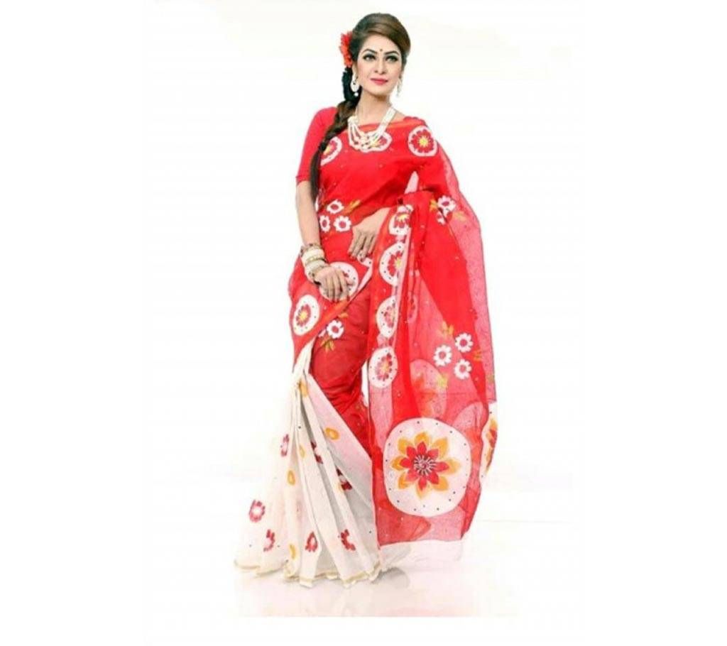 Cotton block printed Boishakhi saree