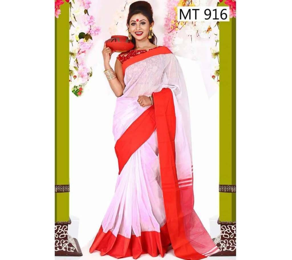 Boishakhi Sada Laal HalfSilk Sharee