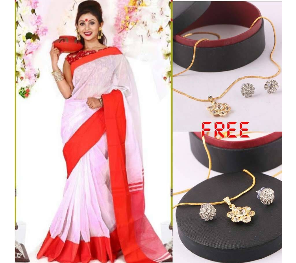 Half Silk Saree For Women (Pendant Set Free)
