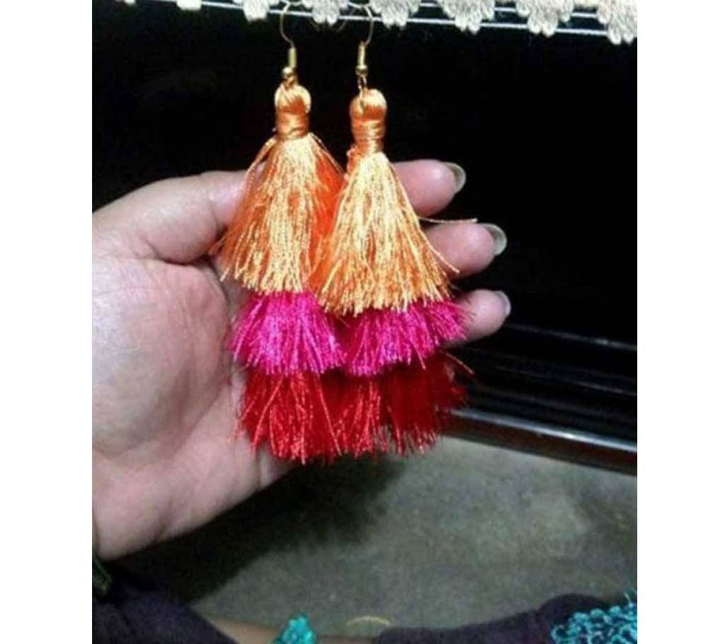 3 Layered Silk Thread Earrings