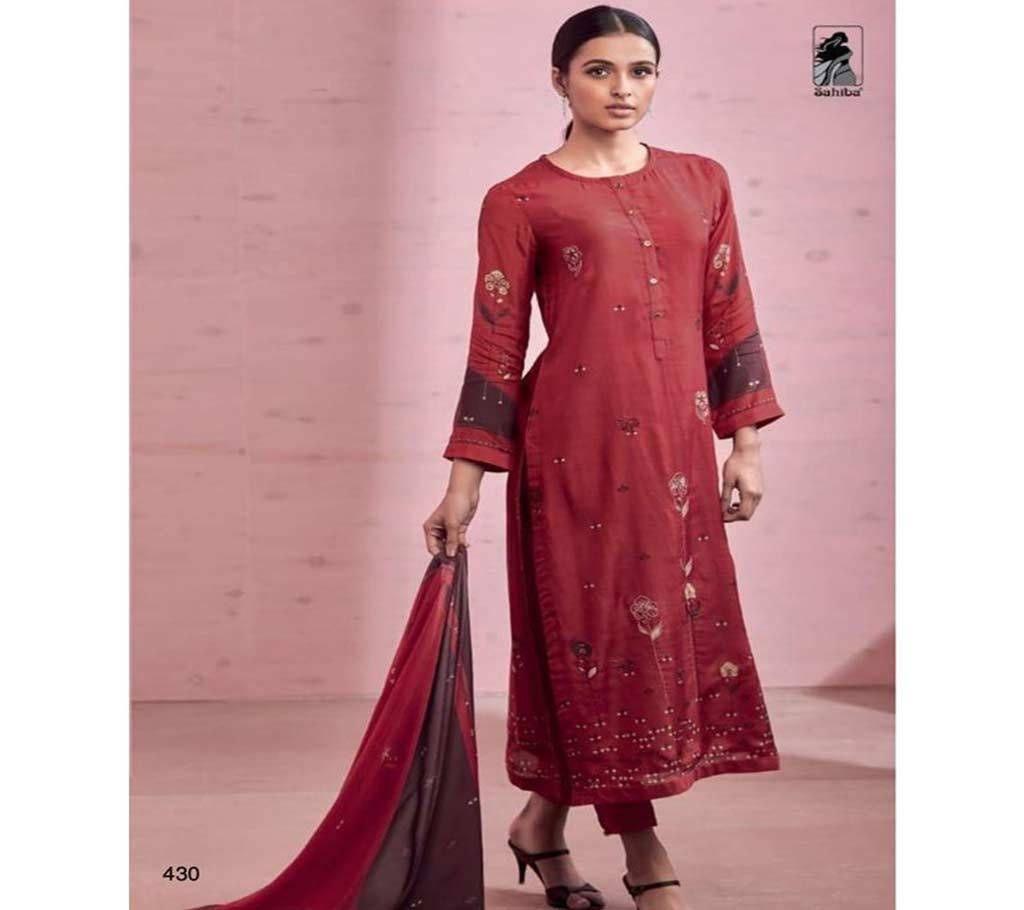 Sahiba Rose Pink - 430 Unstitched Cotton Three-piece