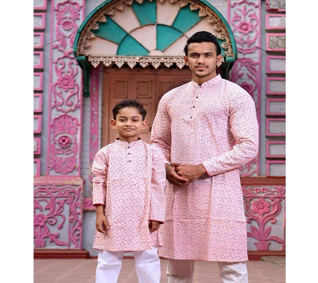 Light Pink all over printed Boishakhi Panjabi