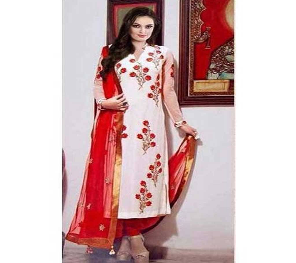Unstitch Block Printed Cotton Three Piece