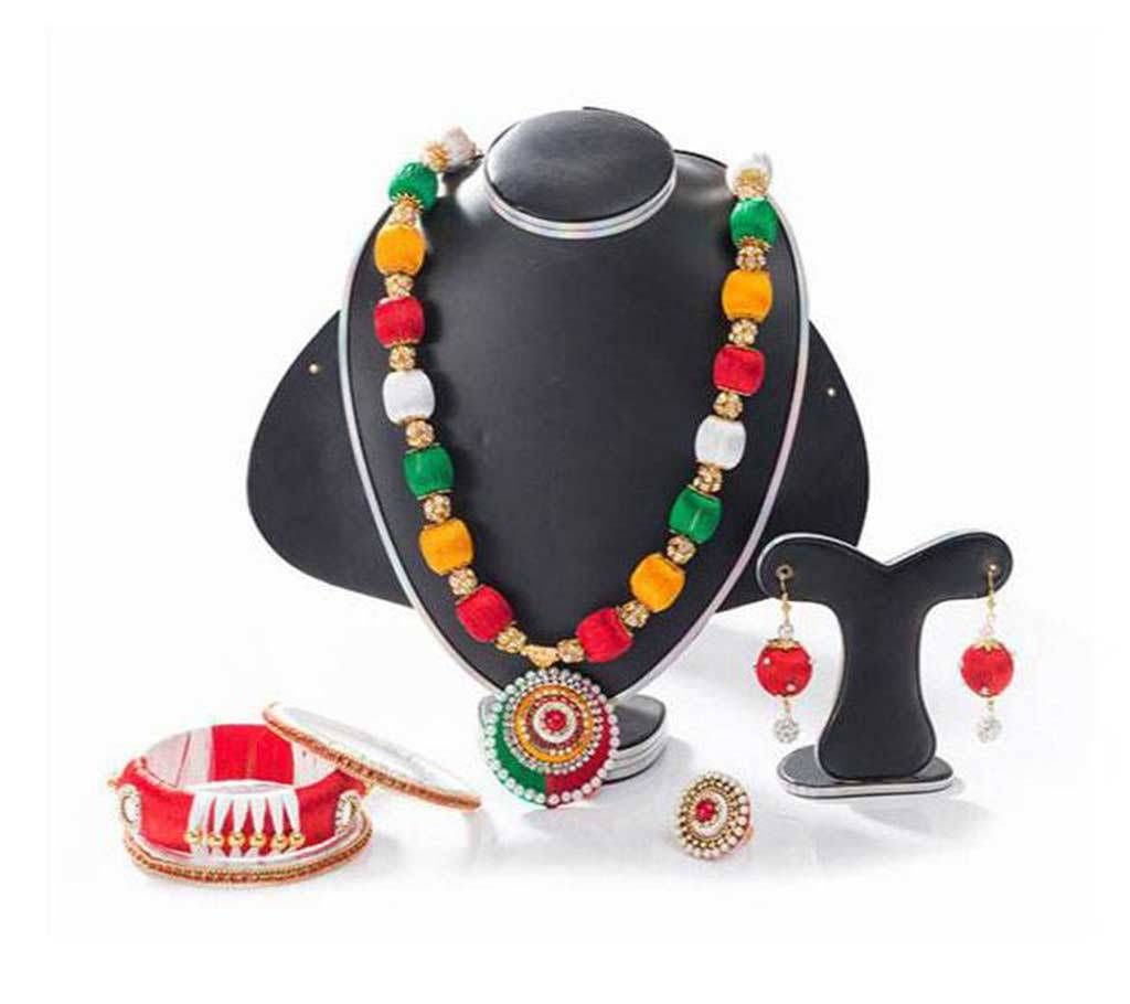 Multi Colour Silk Thread Jewellary Set