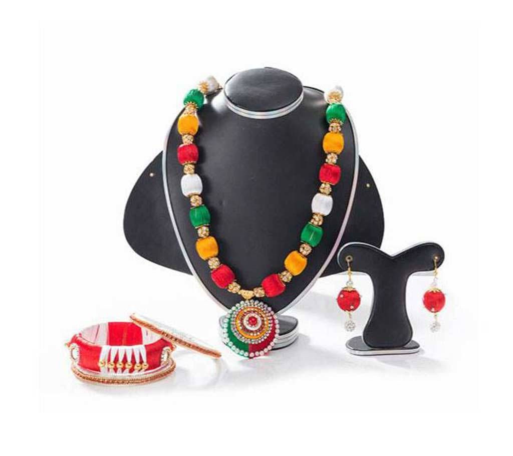 Multi Color Silk Thread Jewellary Set