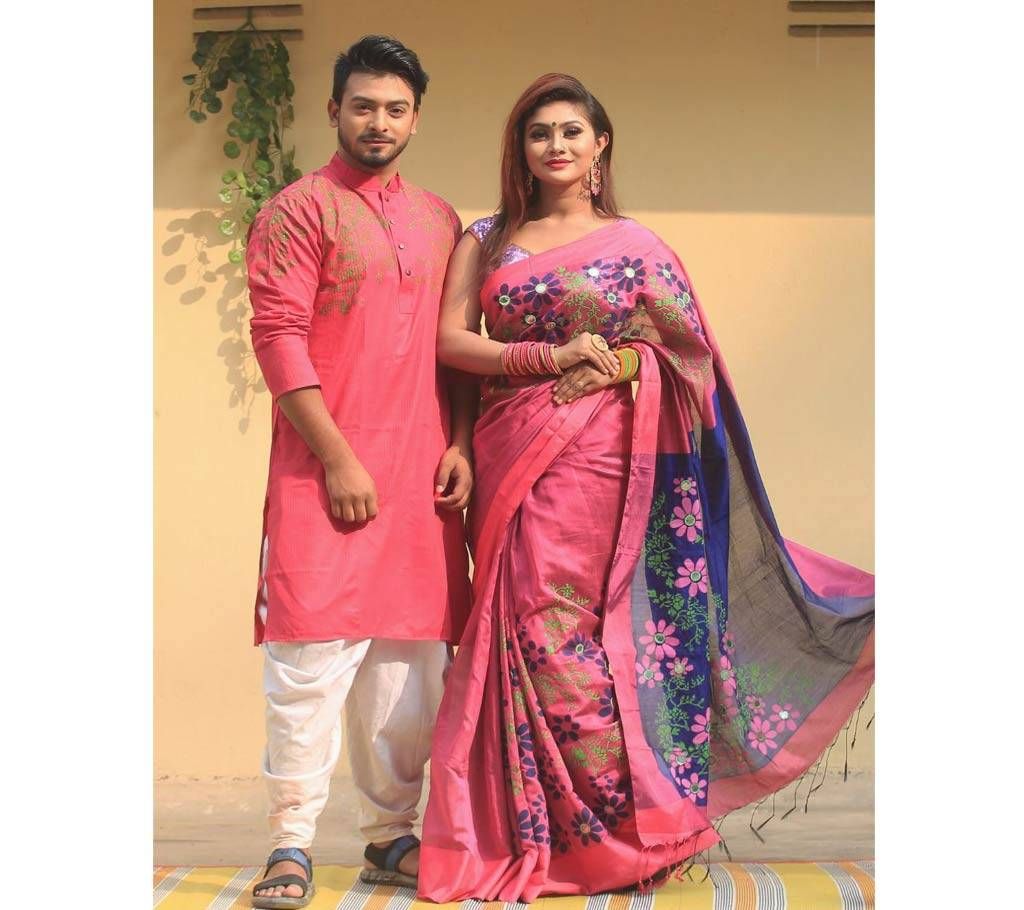 Half Silk Saree Panjabi Combo