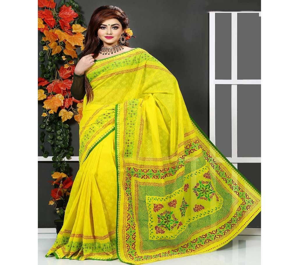 Lemon Color with Beautiful Work in Paar Silk Sharee - 108